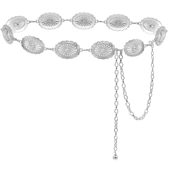 Women's Turquoise Concho Chain Belt Western Cowgirl Metal Waist Chain Belt For😘 - Picture 1 of 5